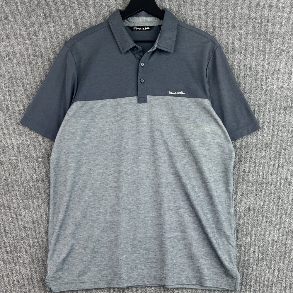 TravisMathew Performance Polo Shirt Mens L Gray Golf Colorblock Short Sleeve
